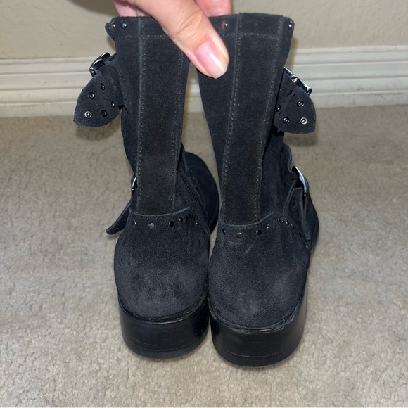 Frye Black Vicky Stud Engineer Suede Boots Size 7 - Picture 4 of 11